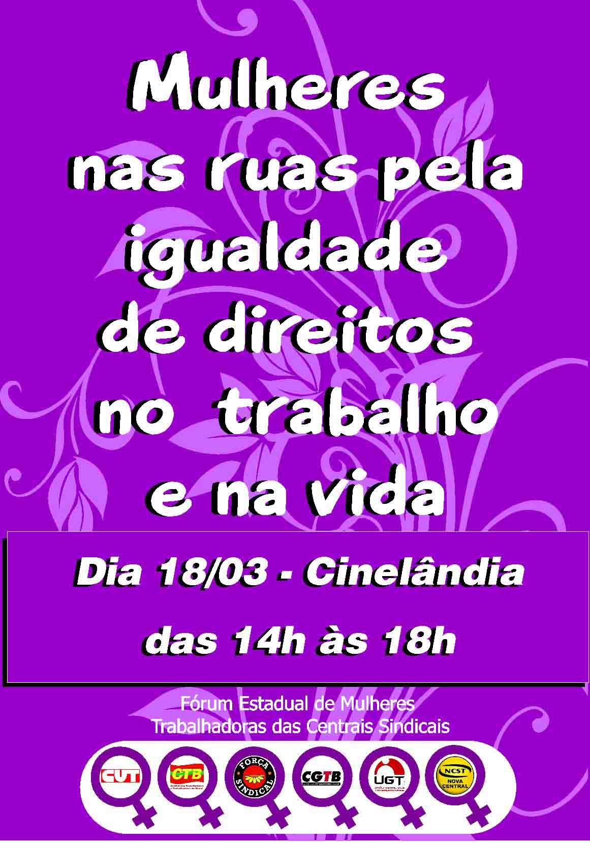 Centrais Sindicais comemoram o Dia da Mulher no Rio em 18 de março